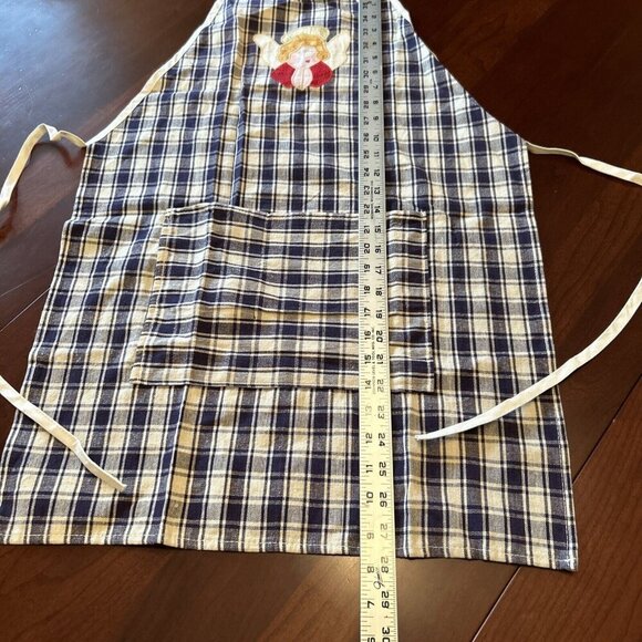 Vintage Angel Plaid Apron with‎ Pocket Kitchen Cooking Baking Hostess - Picture 3 of 11